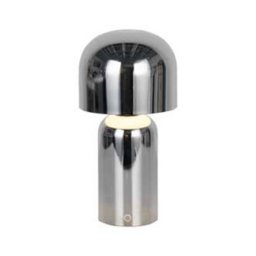 Searchlight Niko LED rechargeable table lamp, chrome-coloured, height 26 cm, metal