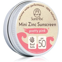 Suntribe Mini Zinc Sunscreen Mineral Protection Face and Body Cream SPF 50 Pretty Pink 15 g