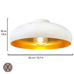 ROYALTECH Olli ceiling light, white/gold Ø 40 cm, metal, E27