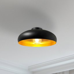 ROYALTECH Olli ceiling light, black/gold Ø 40 cm, metal, E27