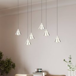 Trio Lighting Romeo LED hanging light, length 75 cm, nickel-coloured metal, 6-bulb.