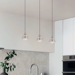 Trio Lighting Romeo LED hanging light, length 55 cm, nickel-coloured metal, 3-bulb.