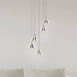 Trio Lighting Romeo LED hanging light, Ø 28 cm, nickel-coloured, metal, 5-bulb.