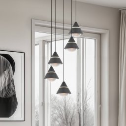 Trio Lighting Romeo LED hanging light, Ø 28 cm, black, metal, 5-bulb.