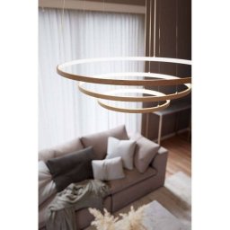 By Rydéns By Rydens LED pendant light Trione, natural, Ø 80 cm, wood