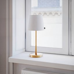 By Rydéns By Rydens Lumi table lamp, 49 cm, gold/white, textile