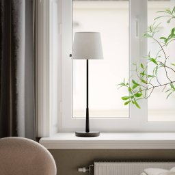 By Rydéns By Rydens Lumi table lamp, 69 cm, black/white, textile