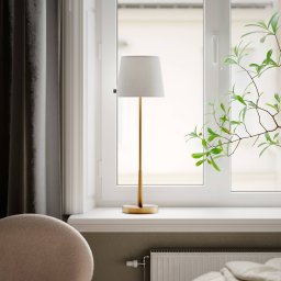 By Rydéns By Rydens Lumi table lamp, 69 cm, gold/white, textile