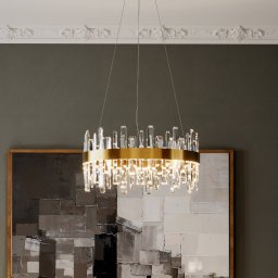 By Rydéns By Rydens LED hanging light Triumph, Ø 60 cm, brass, clear