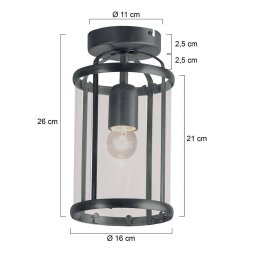 Steinhauer Pimpernel ceiling light, black, metal, glass
