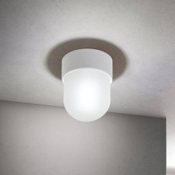 ORION Ostia ceiling light, white, ceramic, satin glass, E27