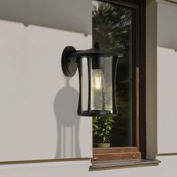 Searchlight Pagoda outdoor wall light, IP44, black, metal, E27
