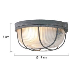 Steinhauer Lisanne ceiling light, grey, Ø 17 cm, metal, glass, E27