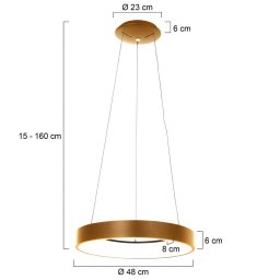 Steinhauer Ringlede LED pendant light, Ø 48 cm, gold