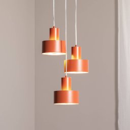 SIGMA Rif 3 pendant light, brick red, round, 3-bulb, Ø 33 cm