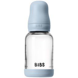 BIBS Baby Glass Bottle Round Latex anti-colic bottle Baby Blue 120 ml