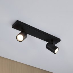 Paulmann ceiling spotlight Zyli black length 40 cm 2-bulb. IP44