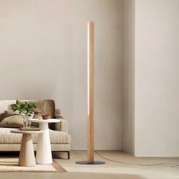 TK Lighting Teo LED wooden floor lamp, pine, 120 cm, touch dimmer