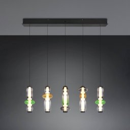 Trio Lighting Minerva LED hanging light, length 100 cm, colourful, glass, CCT dimmable