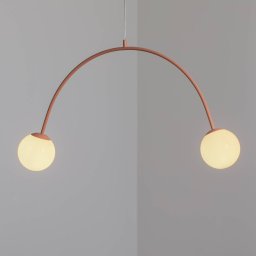 ALDEX Una 2 pendant light, metal, glass, 2-bulb, coral red