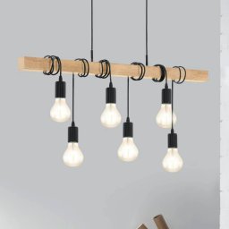 EGLO Townshend pendant lamp with wood, 6-bulb