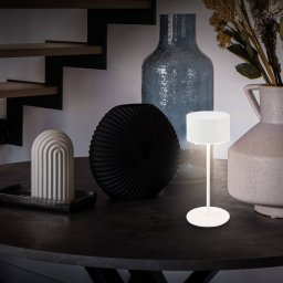 Briloner Kira LED rechargeable table lamp, white, height 19 cm, IP44, touch dimmer