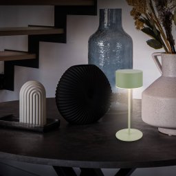 Briloner Kira LED rechargeable table lamp, green, height 19 cm, IP44, touch dimmer