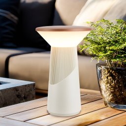 Briloner Pilia LED rechargeable table lamp, brown/light grey, height 24 cm, IP44