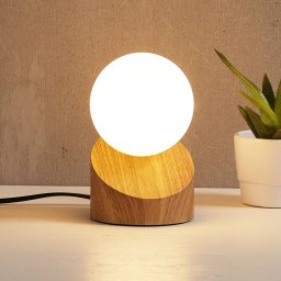Nowa Alisa LED table lamp, base with a wood finish