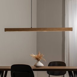 TK Lighting Teo LED wooden pendant lamp, pine, 126 cm, touch dimmer