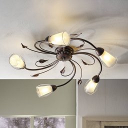 ONLI Liliana ceiling light, 5-bulb, black, red gold, metal
