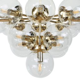 Domiluce Zumba ceiling light, glass/metal, gold/clear, 13 lights