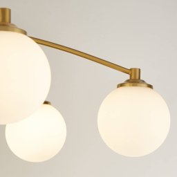 Searchlight Feylinn ceiling light, white/brass, glass, Ø 75 cm, 6-bulb.
