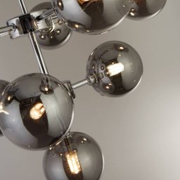 Searchlight Zarath pendant light, smoky grey, glass, 9-bulb, Ø 49 cm