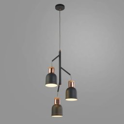 Searchlight Barham pendant light, grey, metal, 3-bulb, E27