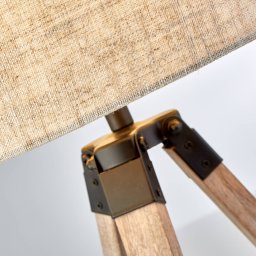 Searchlight Fynriel table lamp, beige, wood/textile, three-legged, 35 cm