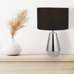 Searchlight Laynie table lamp, grey/black, metal/textile, 24 cm, E14