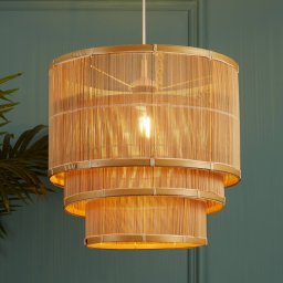 Searchlight Astaria pendant light, wood-coloured, bamboo, Ø 40 cm, E27