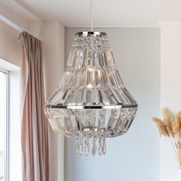 Searchlight Dietana pendant light, clear/grey, metal, Ø 30 cm, E27