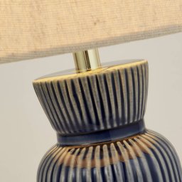 Searchlight Jeshua table lamp, blue/white, ceramic/textile, 39 cm, E24