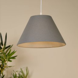 Searchlight Lyta pendant light, grey, Ø 28 cm, textile, E27, cone shape
