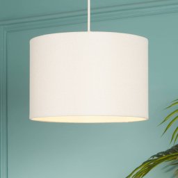 Searchlight Rayna pendant light, Ø 30 cm, white, linen, E27