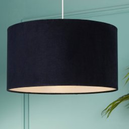 Searchlight Mersana pendant light, Ø 50 cm, dark blue, velvet, E27