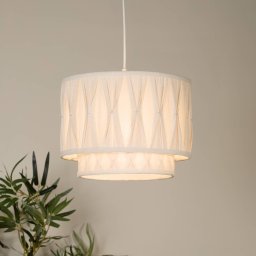 Searchlight Wieka pendant light, beige, linen, Ø 30 cm, E27