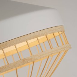 Searchlight Lanya pendant light, white, steel/bamboo, Ø 30 cm, E27