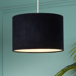 Searchlight Mersana pendant light, Ø 30 cm, dark blue, velvet, E27