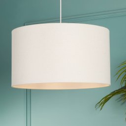 Searchlight Rayna pendant light, Ø 50 cm, white, linen, E27