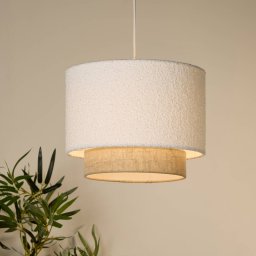 Searchlight Willadeen pendant light, white/beige, linen, Ø 30 cm, E27