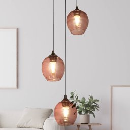 Searchlight Ojay pendant light, plum/black, glass, 3-bulb, E27