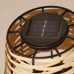 Searchlight Solar LED table lamp Dalisay, brown, rattan, 31 cm, IP44